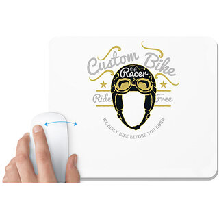                       UDNAG White Mousepad 'Bike racer helmet' for Computer / PC / Laptop [230 x 200 x 5mm]                                              