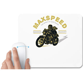                       UDNAG White Mousepad 'max Speed and Motor cycle' for Computer / PC / Laptop [230 x 200 x 5mm]                                              