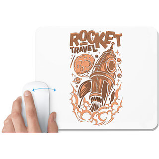                       UDNAG White Mousepad 'Rocket | Rocket travel' for Computer / PC / Laptop [230 x 200 x 5mm]                                              