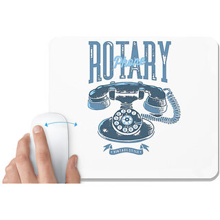                       UDNAG White Mousepad 'Rotary phone | Vintage Style' for Computer / PC / Laptop [230 x 200 x 5mm]                                              