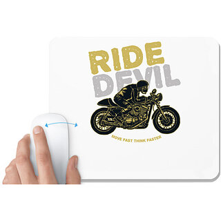                       UDNAG White Mousepad 'Ride Devil' for Computer / PC / Laptop [230 x 200 x 5mm]                                              