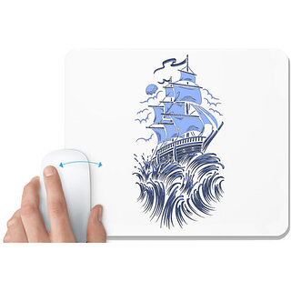                       UDNAG White Mousepad 'Illustration | Ship' for Computer / PC / Laptop [230 x 200 x 5mm]                                              