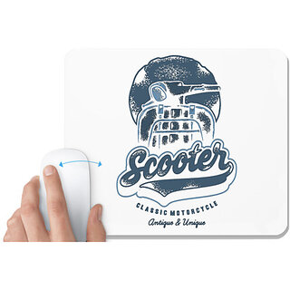                       UDNAG White Mousepad 'Scooter | classic motorcycle' for Computer / PC / Laptop [230 x 200 x 5mm]                                              