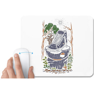                       UDNAG White Mousepad 'Illustration | Shoe, bucket' for Computer / PC / Laptop [230 x 200 x 5mm]                                              