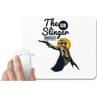                       UDNAG White Mousepad 'Wild wild west | the gun slinger conspiracy' for Computer / PC / Laptop [230 x 200 x 5mm]                                              