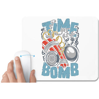                       UDNAG White Mousepad 'Bomb | Time bomb' for Computer / PC / Laptop [230 x 200 x 5mm]                                              