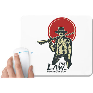                      UDNAG White Mousepad 'Wild wild west | the law behind the suit' for Computer / PC / Laptop [230 x 200 x 5mm]                                              