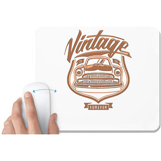                       UDNAG White Mousepad 'Vintage Car | Vintage Car forever' for Computer / PC / Laptop [230 x 200 x 5mm]                                              