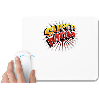                       UDNAG White Mousepad 'Mom, red | Super Mom' for Computer / PC / Laptop [230 x 200 x 5mm]                                              