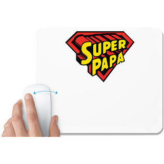                       UDNAG White Mousepad 'Papa | Super Papa' for Computer / PC / Laptop [230 x 200 x 5mm]                                              