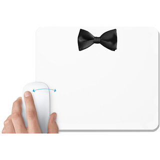                       UDNAG White Mousepad 'Bow Tie | Black bow tie' for Computer / PC / Laptop [230 x 200 x 5mm]                                              