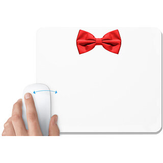                       UDNAG White Mousepad 'Bow tie | Red bow tie' for Computer / PC / Laptop [230 x 200 x 5mm]                                              