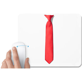                       UDNAG White Mousepad 'Tie | Red neck tie' for Computer / PC / Laptop [230 x 200 x 5mm]                                              