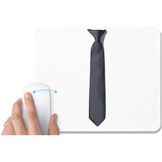                       UDNAG White Mousepad 'Tie | Black neck tie' for Computer / PC / Laptop [230 x 200 x 5mm]                                              