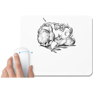                       UDNAG White Mousepad 'Rabbit | Rabbit and love' for Computer / PC / Laptop [230 x 200 x 5mm]                                              