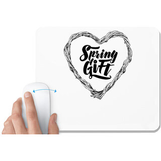                       UDNAG White Mousepad 'Spring Gift | Heart' for Computer / PC / Laptop [230 x 200 x 5mm]                                              