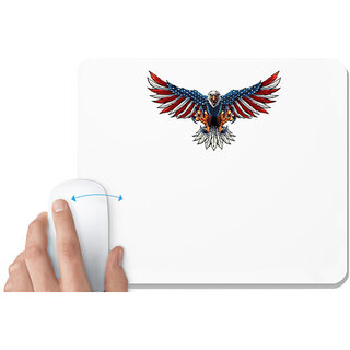                       UDNAG White Mousepad 'Bald Eagle | American Flag' for Computer / PC / Laptop [230 x 200 x 5mm]                                              
