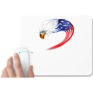                       UDNAG White Mousepad 'Flag | Eagle American Flag' for Computer / PC / Laptop [230 x 200 x 5mm]                                              