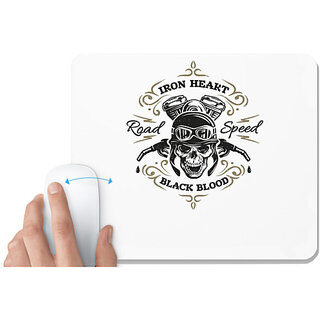                       UDNAG White Mousepad 'Death | Iron heart , road speed, Black blood' for Computer / PC / Laptop [230 x 200 x 5mm]                                              