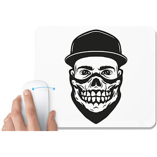                       UDNAG White Mousepad 'Death Mask | Gangster' for Computer / PC / Laptop [230 x 200 x 5mm]                                              