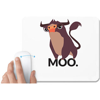                       UDNAG White Mousepad 'Cartoon | Bull moo' for Computer / PC / Laptop [230 x 200 x 5mm]                                              