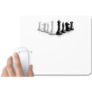                       UDNAG White Mousepad 'Mind Game | Chess Pieces' for Computer / PC / Laptop [230 x 200 x 5mm]                                              