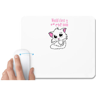                       UDNAG White Mousepad 'Mother | Worlds Best cat mom' for Computer / PC / Laptop [230 x 200 x 5mm]                                              