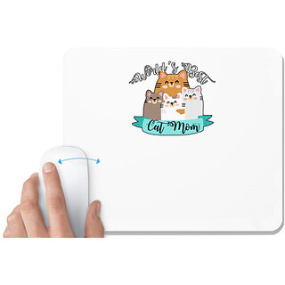                       UDNAG White Mousepad 'Mom | Worlds Best cat mom' for Computer / PC / Laptop [230 x 200 x 5mm]                                              