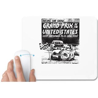                       UDNAG White Mousepad 'Grand Prix united States | Racing Car Show' for Computer / PC / Laptop [230 x 200 x 5mm]                                              