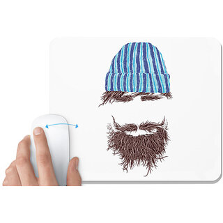                       UDNAG White Mousepad 'Creativity | Hat, mustache and Beared' for Computer / PC / Laptop [230 x 200 x 5mm]                                              