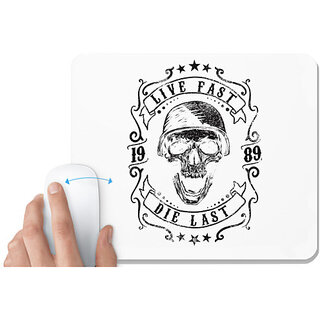                       UDNAG White Mousepad 'Live & death | Live Fast Die last' for Computer / PC / Laptop [230 x 200 x 5mm]                                              