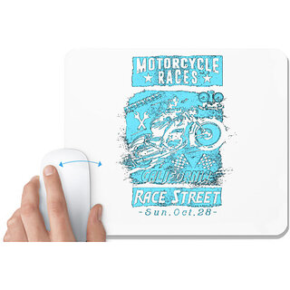                       UDNAG White Mousepad 'Motorcycle | Motorcycle Race Street' for Computer / PC / Laptop [230 x 200 x 5mm]                                              