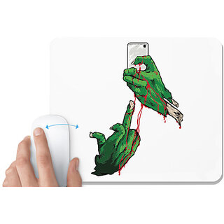                       UDNAG White Mousepad 'Death | Mobile, blood and death' for Computer / PC / Laptop [230 x 200 x 5mm]                                              