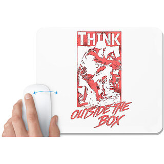                       UDNAG White Mousepad 'Thinking | Think Outside The Box' for Computer / PC / Laptop [230 x 200 x 5mm]                                              