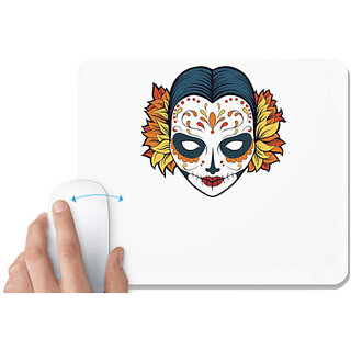                       UDNAG White Mousepad 'Zombie Illustration | Female Zombie and Flower White' for Computer / PC / Laptop [230 x 200 x 5mm]                                              