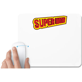                       UDNAG White Mousepad 'Mom,Red yellow | Super Mom' for Computer / PC / Laptop [230 x 200 x 5mm]                                              