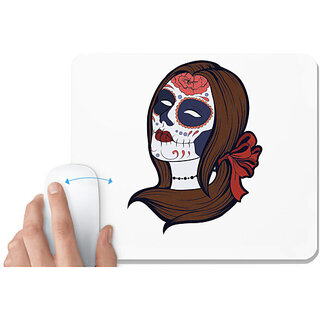                       UDNAG White Mousepad 'Illustration | Female Zombie' for Computer / PC / Laptop [230 x 200 x 5mm]                                              