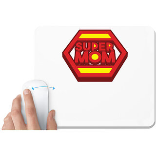                       UDNAG White Mousepad 'Ma | Super Mom' for Computer / PC / Laptop [230 x 200 x 5mm]                                              