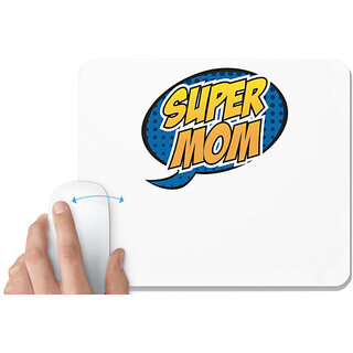                       UDNAG White Mousepad 'Mom, yellow | Super Mom' for Computer / PC / Laptop [230 x 200 x 5mm]                                              