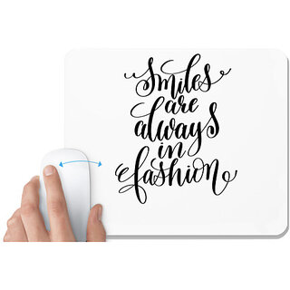                       UDNAG White Mousepad 'Smile & Fasion | Smileys are always in fashion' for Computer / PC / Laptop [230 x 200 x 5mm]                                              