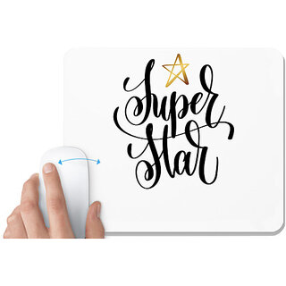                       UDNAG White Mousepad 'Star | Super star' for Computer / PC / Laptop [230 x 200 x 5mm]                                              