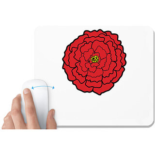                       UDNAG White Mousepad 'Flower | Red Flower' for Computer / PC / Laptop [230 x 200 x 5mm]                                              
