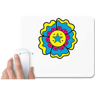                       UDNAG White Mousepad 'Flower | Colourful Flower' for Computer / PC / Laptop [230 x 200 x 5mm]                                              