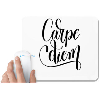                       UDNAG White Mousepad 'Calligraphy | Carpe Diem' for Computer / PC / Laptop [230 x 200 x 5mm]                                              