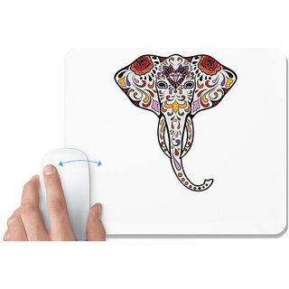                       UDNAG White Mousepad 'Illustration | Elephant Head illustration' for Computer / PC / Laptop [230 x 200 x 5mm]                                              