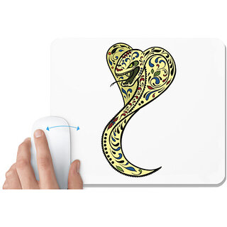                       UDNAG White Mousepad 'Illustration | Cobra Illustration' for Computer / PC / Laptop [230 x 200 x 5mm]                                              