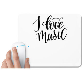                       UDNAG White Mousepad 'Music Lover | I love Music' for Computer / PC / Laptop [230 x 200 x 5mm]                                              