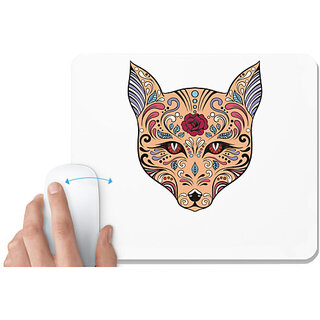                       UDNAG White Mousepad 'Illustration | Fox Head illustration' for Computer / PC / Laptop [230 x 200 x 5mm]                                              