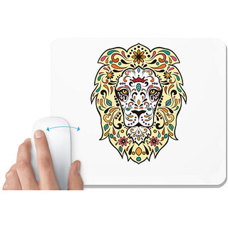                       UDNAG White Mousepad 'Illustration | Lion head illustration' for Computer / PC / Laptop [230 x 200 x 5mm]                                              
