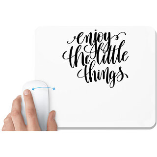                       UDNAG White Mousepad 'Enjoy the little things' for Computer / PC / Laptop [230 x 200 x 5mm]                                              